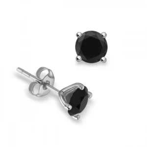 4 Claws Round Stud Black Diamond earrings