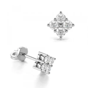 4 Diamond Square Diamond Stud Earrings / Perfect Gift for Any Occasion (5.4mm)