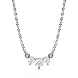 4 Prong Round Diamond Trilogy Diamond Necklace(3.7mm X 8.8mm)