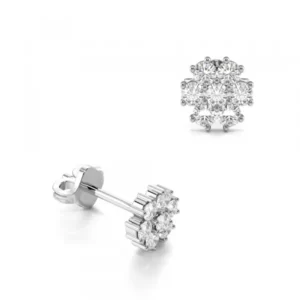 4 Prong Setting Round Diamond Cluster Earrings Available in Gold and Platinum (4.20mm)
