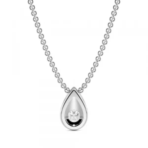 Bezel Setting Round Diamond Solitaire Pendant for Women(6.9mm X 5.4mm)