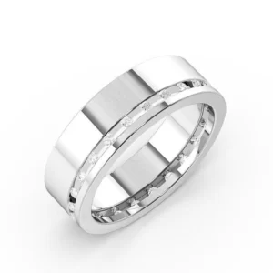 Channel Set Wide Band Mens Diamond Set Wedding Rings (6.0mm