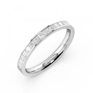 Channel setting princess half eternity diamond ring