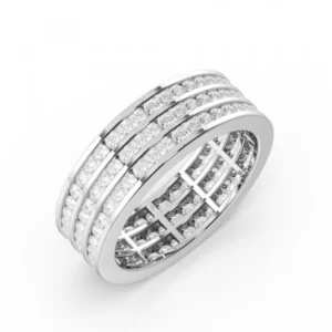 Channel Setting Three Row Diamond Full Eternity Ring (6.40mm)