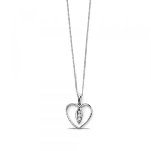 Elegant Open Heart Three Diamond Pendant (12.5mm X 12mm)