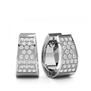 Exclusive Designer Cluster of Diamond Set in Pave Wide Hoop Earrings (15mm X 9.3mm)
