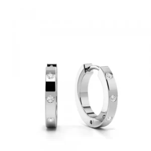 Flus Set Diamond in Classic Style Hoop Earrings for Women (10.50mm X 11.20mm)
