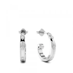 Flush Set Diamond in Plain Gold Diamond hoop Earrings (11.30mm X 11.30mm)