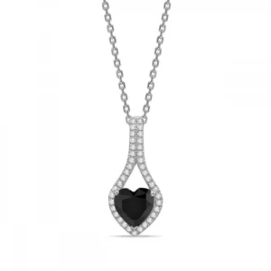 Heart Shape Designer Black Diamond Solitaire Pendants Necklace