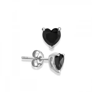 Heart Shape Stud Black Diamond earrings