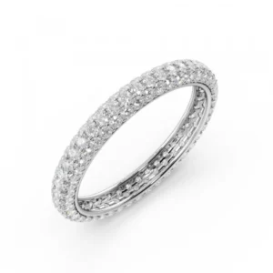 Pave Setting Round Shape Full Eternity Diamond Wedding Rings(3.00Mm)