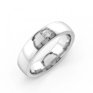 Pave Setting Single Diamond Flush Diamond White, Yellow & Rose Gold Wedding Ring (5.00mm)