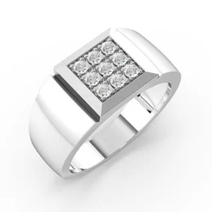 Pave Setting Square Cluster Mens Diamond Rings (2.8mm)