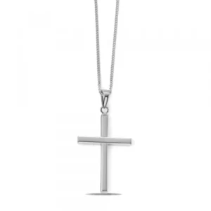 Plain Cross Pendant Necklace in Gold and Platinum (21mm X 13mm)