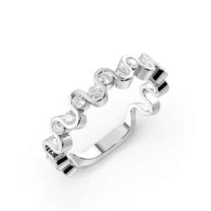 Channel Setting Round Shape Designer Wave Half Diamond Eternity Ring (3.70mm)