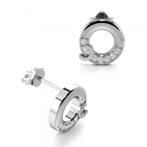 Pave Setting Round Shape Circle Designer Diamond Stud Earrings (9.80mm)