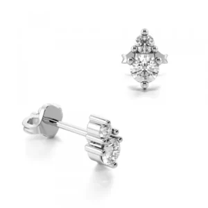 Prong Setting Round Shape Double Diamond Stud Drop Earrings (4.30mm X 2.60mm)