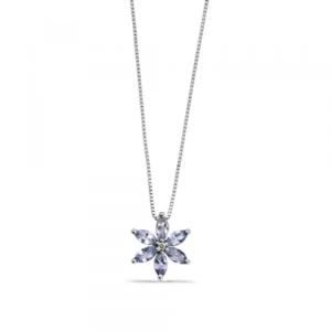 Tanzanite and Diamond Flower Style Diamond Pendants (12.6mm X 11mm)